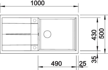 Plan Evier en silgranit® puradur® Blanco Metra 515752 couleur anthracite 1000x500 avec 1 cuve vidage automatique