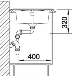 Plan Evier en silgranit® puradur® Blanco Metra 515752 couleur anthracite 1000x500 avec 1 cuve vidage automatique