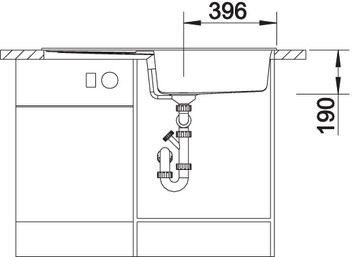 Plan Evier en silgranit® puradur® Blanco Metra 515752 couleur anthracite 1000x500 avec 1 cuve vidage automatique