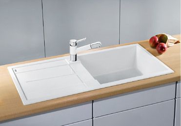 Vue 1 Evier en silgranit® puradur® Blanco Metra 515752 couleur anthracite 1000x500 avec 1 cuve vidage automatique