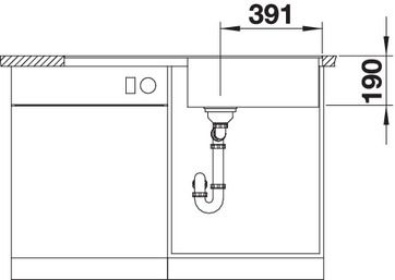 Plan Evier en silgranit® puradur® Blanco Metra 519150 couleur anthracite 990x490 avec 1 cuve vidage manuel