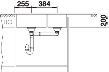 Plan Evier en silgranit® puradur® Blanco Naya 519654 couleur anthracite 1160x500 avec 2 cuves vidage automatique