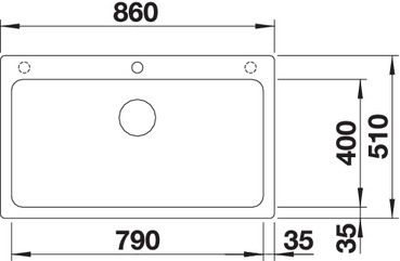 Plan Evier en silgranit® puradur® Blanco Naya 521811 couleur anthracite 860x510 avec 1 cuve vidage automatique