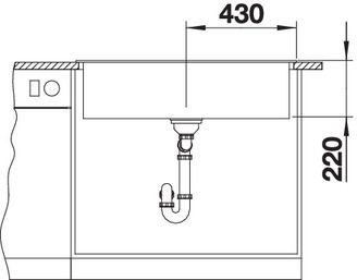 Plan Evier en silgranit® puradur® Blanco Naya 521811 couleur anthracite 860x510 avec 1 cuve vidage automatique