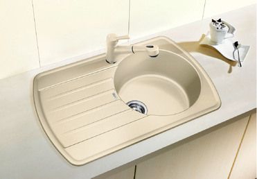 Vue 1 Evier en silgranit® puradur® Blanco Rondoval 515772 couleur anthracite 780x500 avec 1 cuve vidage automatique