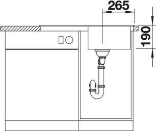 Plan Evier en silgranit® puradur® Blanco Sona 520876 couleur anthracite 780x500 avec 1 cuve vidage automatique