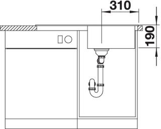 Plan Evier en silgranit® puradur® Blanco Sona 520885 couleur anthracite 860x500 avec 1 cuve vidage automatique