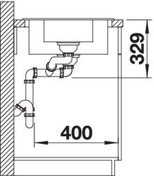 Plan Evier en silgranit® puradur® Blanco Sona 520894 couleur anthracite 1000x500 avec 1 cuve vidage automatique