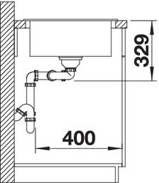 Plan Evier en silgranit® puradur® Blanco Sona 520912 couleur anthracite 1160x500 avec 2 cuves vidage automatique