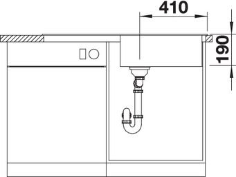 Plan Evier en silgranit® puradur® Blanco Sona 520903 couleur anthracite 1000x500 avec 1 cuve vidage automatique