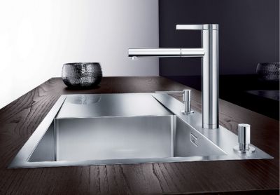 Vue 1 Mitigeur en inox Blanco Mitigeur + Douchette 517591 finition surface métallique couleur chrome