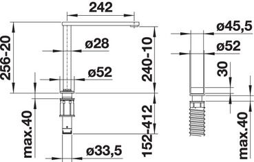 Plan Mitigeur en inox Blanco Mitigeur 516672 finition surface métallique couleur chrome