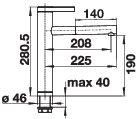 Plan Mitigeur en inox Blanco Mitigeur + Douchette 518438 finition silgranit®-look bicolore couleur anthracite