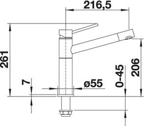 Plan Mitigeur en inox Blanco Mitigeur 512319 finition surface métallique couleur chrome