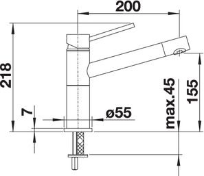 Plan Mitigeur en inox Blanco Mitigeur 515120 finition surface métallique couleur chrome