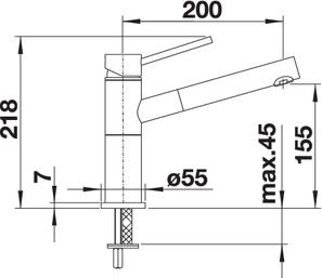 Plan Mitigeur en inox Blanco Mitigeur + Douchette 515122 finition surface métallique couleur chrome