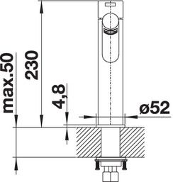 Plan Mitigeur en inox Blanco Mitigeur 523118 finition surface métallique couleur inox brossé