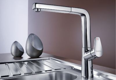 Vue 1 Mitigeur en inox Blanco Mitigeur + Douchette 521277 finition surface métallique couleur chrome