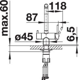 Plan Mitigeur en inox Blanco Mitigeur 523130 finition silgranit®-look couleur anthracite