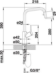 Plan Mitigeur en inox Blanco Mitigeur + Douchette 520765 finition surface métallique couleur chrome