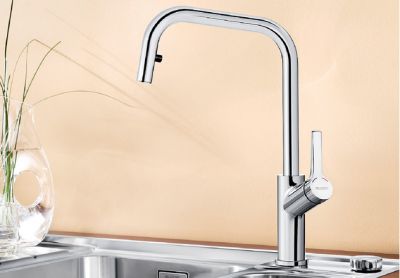 Vue 1 Mitigeur en inox Blanco Mitigeur + Douchette 520765 finition surface métallique couleur chrome