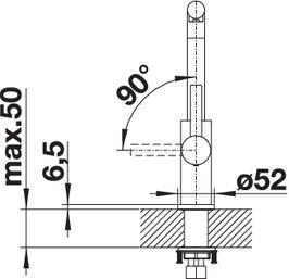 Plan Mitigeur en inox Blanco Mitigeur 523122 finition surface métallique couleur inox brossé