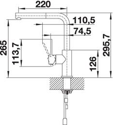 Plan Mitigeur en inox Blanco Mitigeur + Douchette 523123 finition surface métallique couleur inox brossé