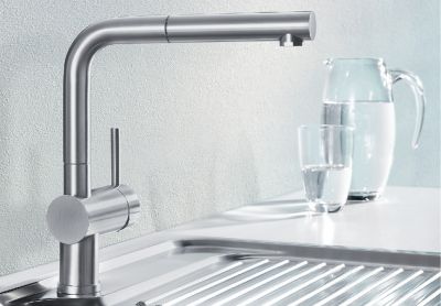 Vue 1 Mitigeur en inox Blanco Mitigeur + Douchette 512402 finition surface métallique couleur chrome