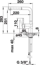 Plan Mitigeur en inox Blanco Mitigeur + Douchette 514016 finition surface métallique couleur chrome