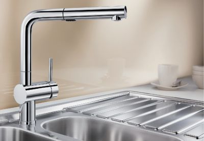 Vue 1 Mitigeur en inox Blanco Mitigeur + Douchette 518406 finition surface métallique couleur chrome