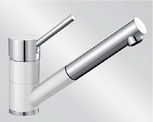  Mitigeur en inox Blanco Mitigeur + Douchette 516069 finition look céramique bicolore couleur blanc cristal Antas-s