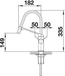 Plan Mitigeur en inox Blanco Mitigeur + Douchette 524813 finition surface métallique couleur chrome