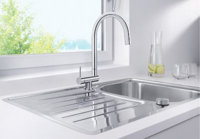 Vue 1 Mitigeur en inox Blanco Mitigeur 521544 finition surface métallique couleur chrome