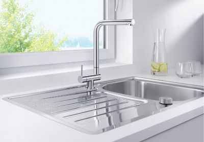 Vue 1 Mitigeur en inox Blanco Mitigeur 521546 finition surface métallique couleur chrome