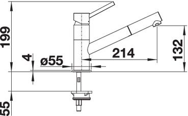 Plan Mitigeur en inox Blanco Mitigeur + Douchette 521503 finition surface métallique couleur chrome