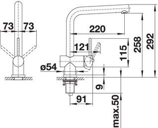 Plan Mitigeur en inox Blanco Mitigeur 518718 finition surface métallique couleur inox brossé