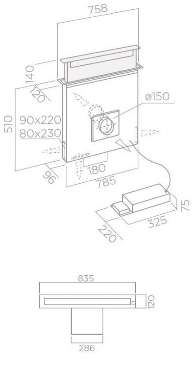 Plan Hotte en non précisé Elica Pandora PRF0120982 couleur inox