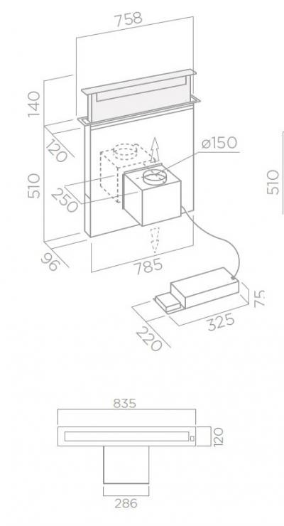 Plan Hotte en non précisé Elica Pandora PRF0120980 couleur inox