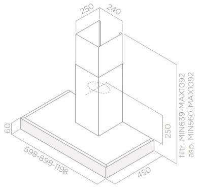 Plan Hotte en non précisé Elica Spot Plus PRF0100242 couleur inox