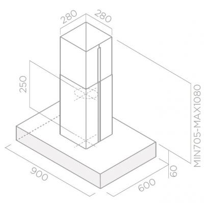 Plan Hotte en non précisé Elica Spot Plus Island PRF0097375 couleur inox