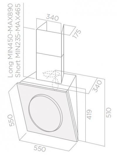 Plan Hotte en non précisé Elica Mini Om 61614583A couleur noir