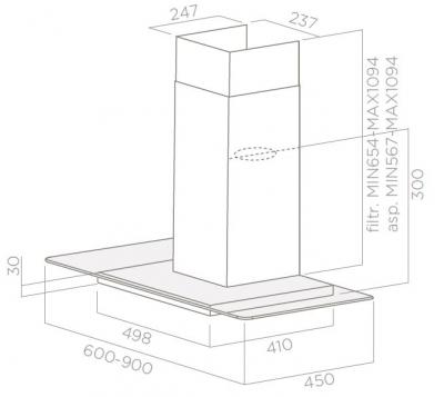 Plan Hotte en non précisé Elica Flat Glass Plus PRF0097368 couleur inox et verre