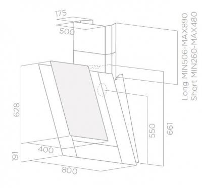 Plan Hotte en inox + verre Elica Ico PRF0010406A couleur inox