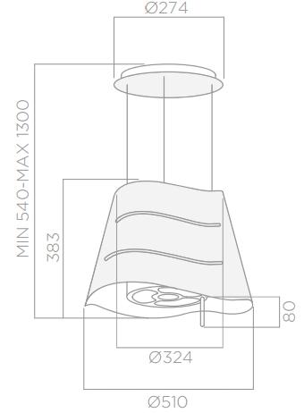 Plan Hotte en non précisé Elica Wave 65414588A couleur inox