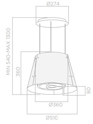 Plan Hotte en non précisé Elica Grace 65414586A couleur inox et verre