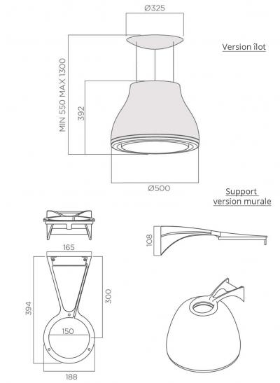 Plan Hotte en non précisé Elica Shining PRF0120497A couleur métal effet peltrox