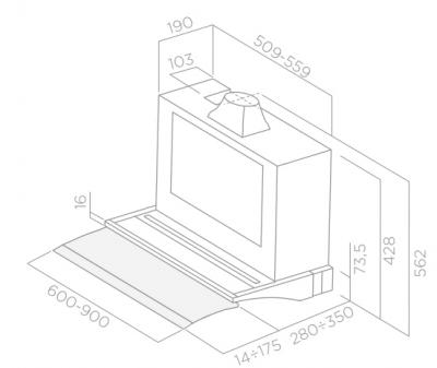 Plan Hotte en non précisé Elica Glide 52614598C couleur inox et verre