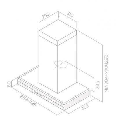 Plan Hotte en non précisé Elica Météorite PRF0147272 couleur inox et verre noir