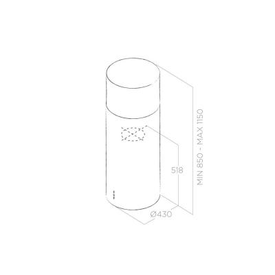 Plan Hotte en non précisé Elica Tube Pro Island PRF0044794A couleur inox