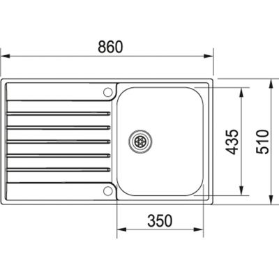 Plan Evier en inox Franke ARGOS 666379 couleur inox 860x510 avec 1 cuve vidage manuel